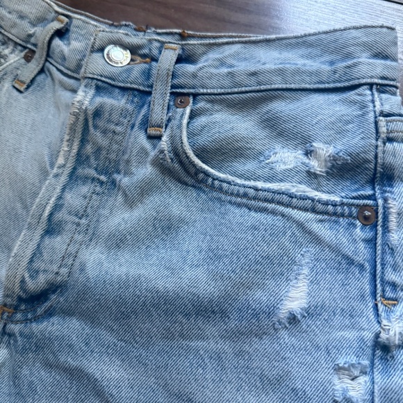 REVOLVE | AGOLDE Parker Distressed Denim Cutoff Shorts | Approx. Size 24 | Blue - Picture 8 of 9